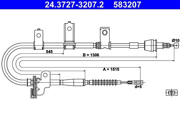 ATE 24.3727-3207.2 Hand brake cable 1515mm