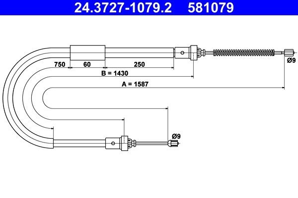 581079 ATE 1587mm Cable, parking brake 24.3727-1079.2 buy