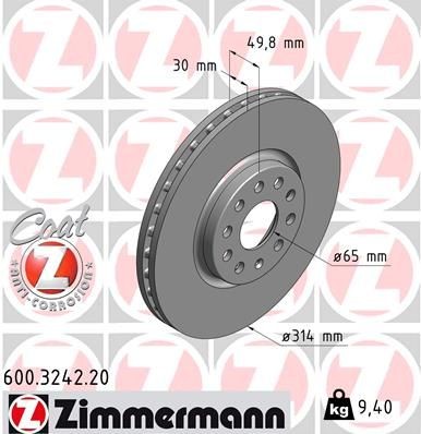 ZIMMERMANN COAT Z 600.3242.20 Brake disc L3QD615301
