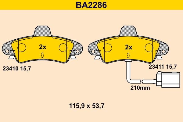 Brake pad Barum incl. wear warning contact - BA2286