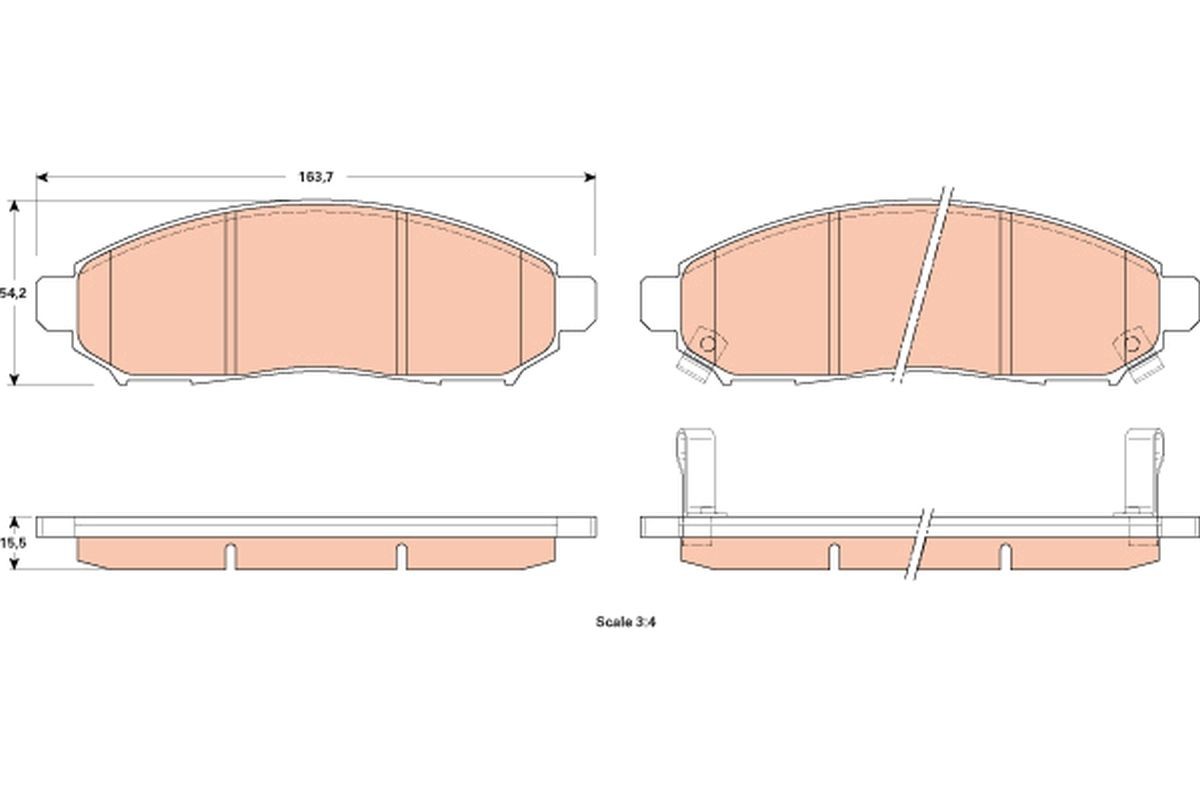 24227 TRW with acoustic wear warning Height: 54,2mm, Width: 163,7mm, Thickness: 15,5mm Brake pads GDB3520 buy