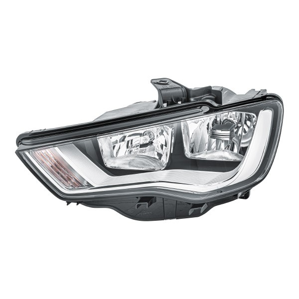 HELLA 1EJ 010 740-071 Headlight Left, PSY24W, H15, H7, FF, Halogen, 12V, with daytime running light, with indicator, with high beam, with low beam, for right-hand traffic, with bulbs, with motor for headlamp levelling