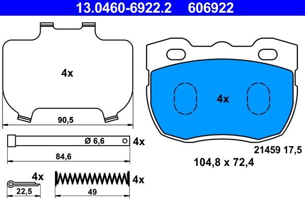 ATE Brake pad kit 13.0460-6922.2 for LAND ROVER DISCOVERY, DEFENDER