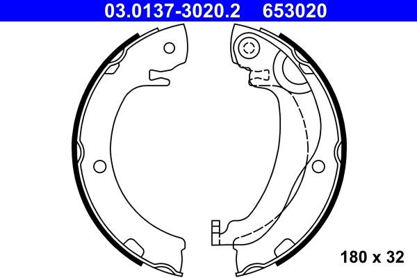 Original 03.0137-3020.2 ATE Handbrake brake pads SAAB