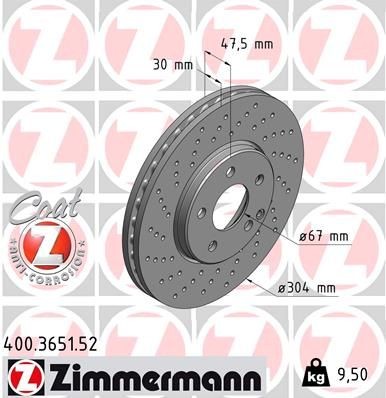 ZIMMERMANN SPORT COAT Z 304x30mm, 6/5, 5x112, internally vented, Perforated, Coated, High-carbon Ø: 304mm, Rim: 5-Hole, Brake Disc Thickness: 30mm Brake rotor 400.3651.52 buy
