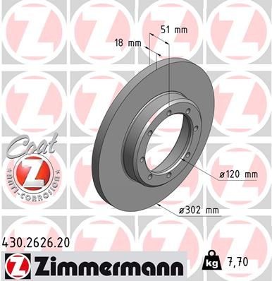 Original ZIMMERMANN Brake disc 430.2626.20 for NISSAN NV400