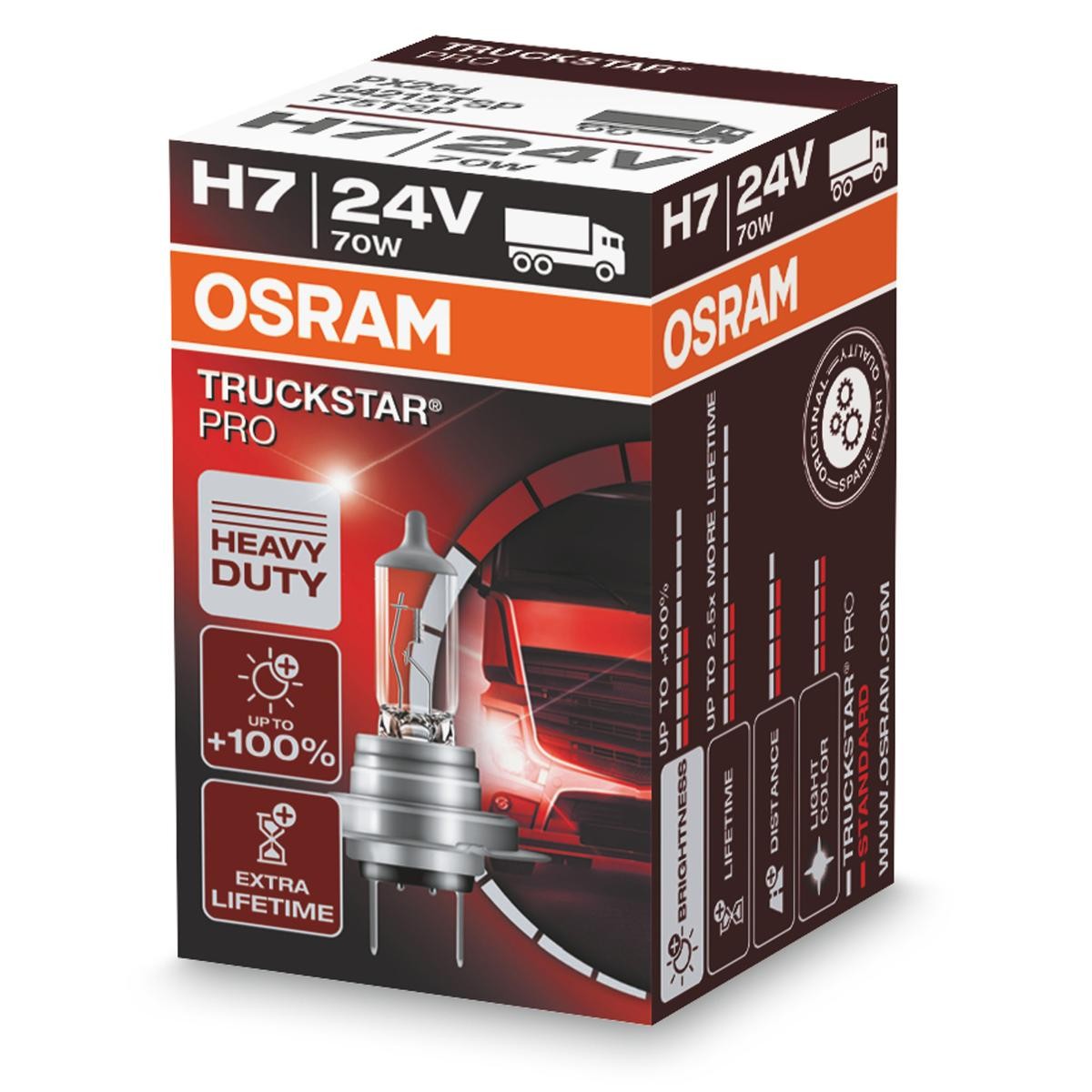 OSRAM TRUCKSTAR PRO 64215TSP Bulb, spotlight H7 24V 70W PX26d, Halogen