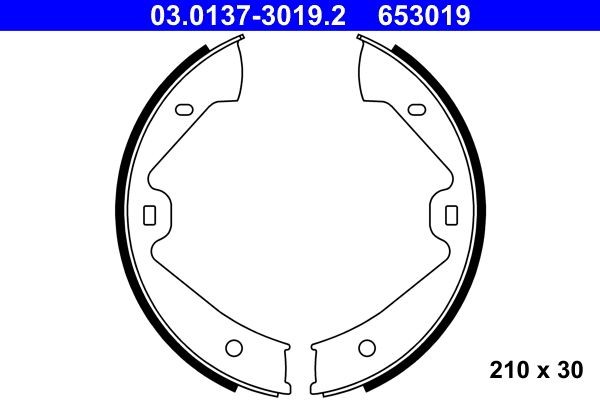 ATE 03.0137-3019.2 Handbrake shoes without lever