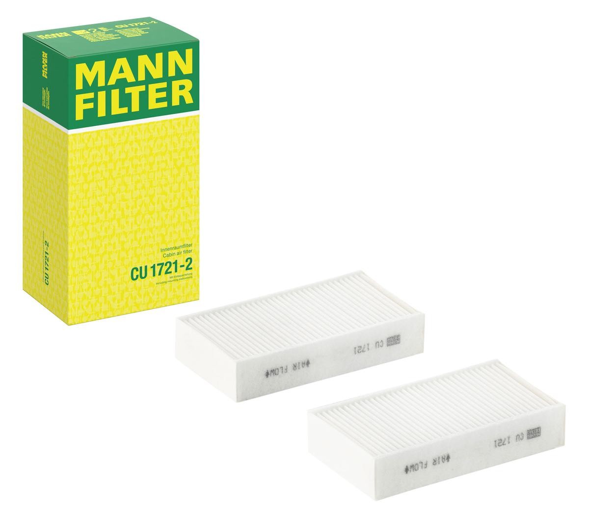 CU1721-2 Air con filter CU 1721-2 MANN-FILTER Particulate Filter, 164 mm x 90 mm x 30 mm