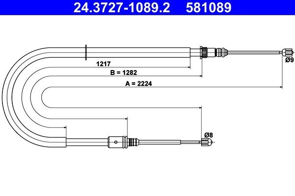 original Renault Laguna 3 Sport Tourer Brake cable ATE 24.3727-1089.2