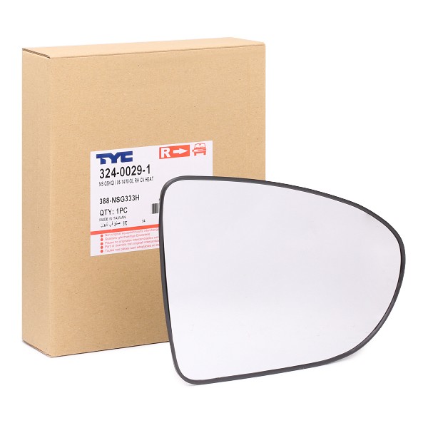 TYC Miroir De Rétroviseur NISSAN 324-0029-1 96365JD01A,96365JD11A Glace Retroviseur,Verre De Rétrovi