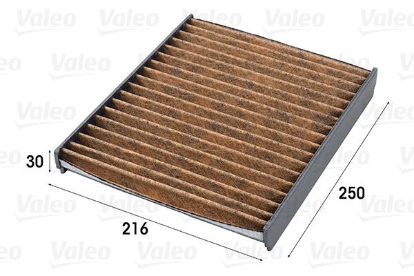 701009 VALEO Pollen filter AUDI Activated Carbon Filter with polyphenol, with fungicidal effect, with anti-allergic effect, 250 mm x 216 mm x 30 mm, CLIMFILTER SUPREME