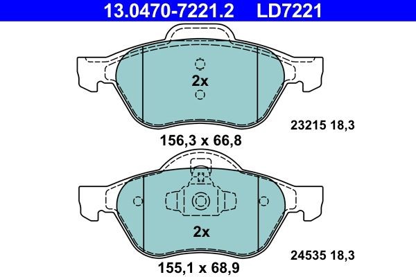 ATE Brake pad kit 13.0470-7221.2 for RENAULT MEGANE, SCÉNIC, CLIO