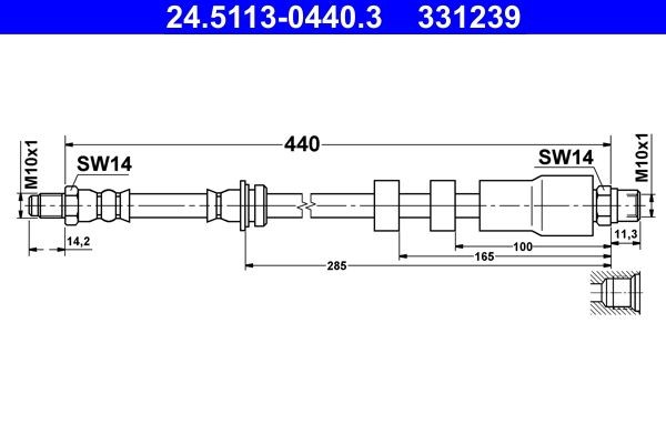 ATE 24.5113-0440.3 Brake hose 440 mm, M10x1
