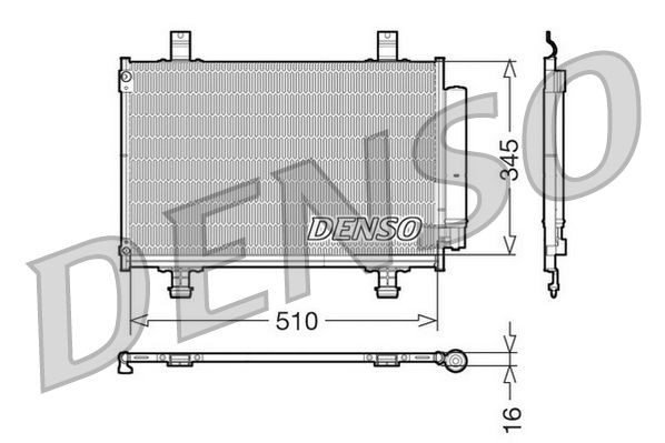 DENSO with dryer, 510x345x16, R 134a, 510mm Refrigerant: R 134a, Core Dimensions: 510x345x16 Condenser, air conditioning DCN47010 buy
