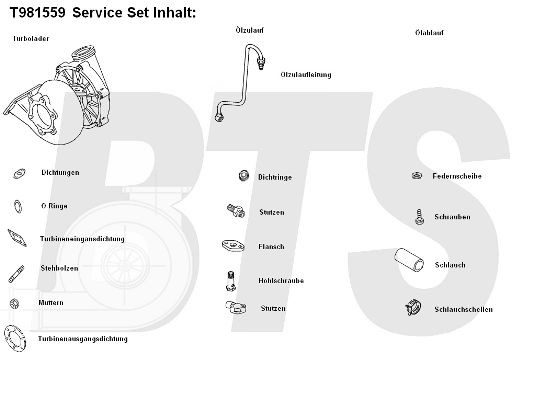 BTS TURBO TURBO SERVICE SET ORIGINAL T981559 Turbocharger 51.09100-7261