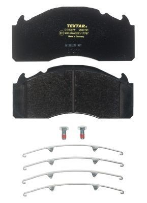 29277 TEXTAR not prepared for wear indicator, with accessories Height: 111,2mm, Width: 249,6mm, Thickness: 29,2mm Brake pads 2927701 buy