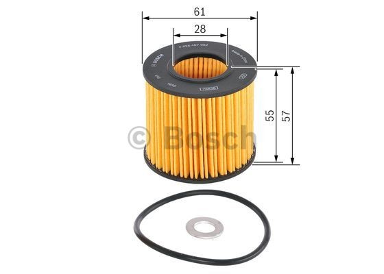 BOSCH F026407092 Engine oil filter with seal, Filter Insert