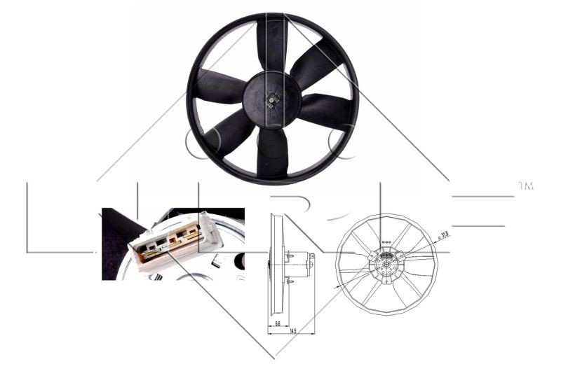 NRF D1: 305 mm, 12V, 60/100W, without radiator fan shroud Cooling Fan 47402 buy