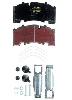 TEXTAR 2930801 Brake pad set prepared for wear indicator, with accessories