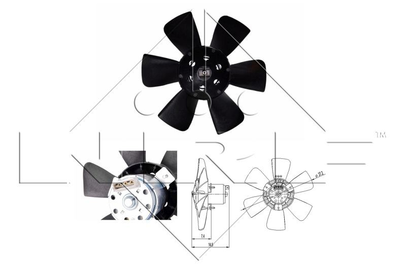 NRF 47390 Fan, radiator D1: 280 mm, 12V, 150/100W, without radiator fan shroud