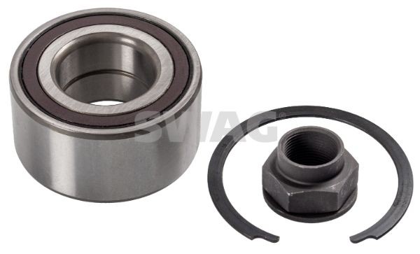 70 93 6967 SWAG Wheel bearings DODGE Front Axle Left, Front Axle Right, with axle nut, with integrated magnetic sensor ring, with ABS sensor ring, with retaining ring, 74 mm, Angular Ball Bearing