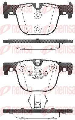 1493.00 REMSA Brake pad set BMW Rear Axle, prepared for wear indicator, with adhesive film, with accessories, with spring