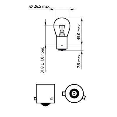 PHILIPS GOC 48531128 Bulb, brake / tail light PR21W, Ball-shaped lamp, 12V 21W, red