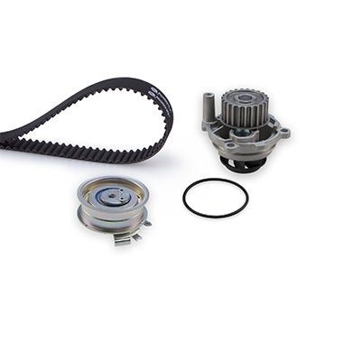 Volkswagen POLO Belt and chain drive parts - Water pump and timing belt kit GATES KP15489XS-1