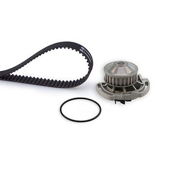 Water pump and timing belt kit GATES KP15015 - Volkswagen Polo I Hatchback (86) Belts, chains, rollers spare parts order