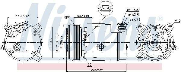 89058 Compressor, air conditioning 89058 NISSENS V5, 12V, PAG 46, R 134a