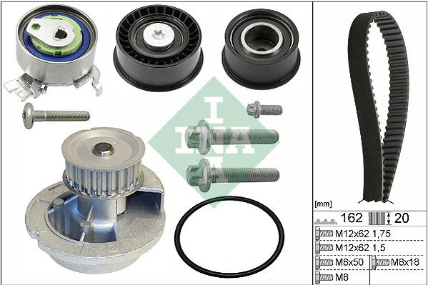INA 530 0443 31 Water pump and timing belt kit with water pump, Width 1: 20 mm