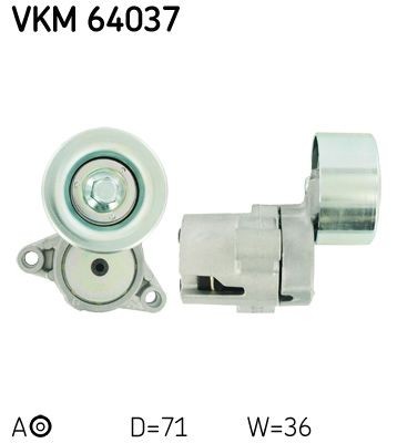 SKF Ø: 71mm, Width: 36mm Tensioner pulley, v-ribbed belt VKM 64037 buy