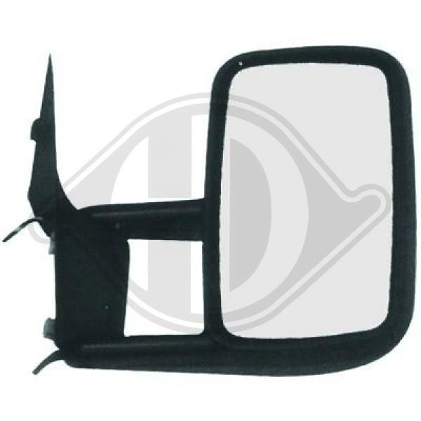 DIEDERICHS 1661025 Wing mirror Left, Grained, for manual mirror adjustment, Convex, Complete Mirror, Short mirror arm
