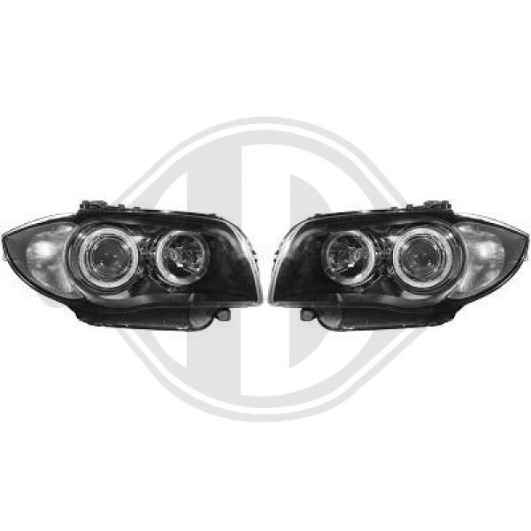 Scheinwerfer Angel Eyes LED schwarz + Blinker passt für BMW 5er