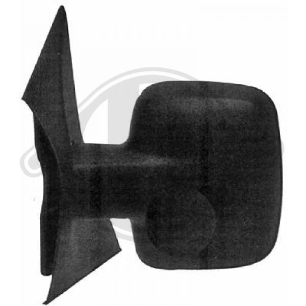 DIEDERICHS 1665025 Wing mirror Left, black, Grained, Convex, for manual mirror adjustment, Complete Mirror