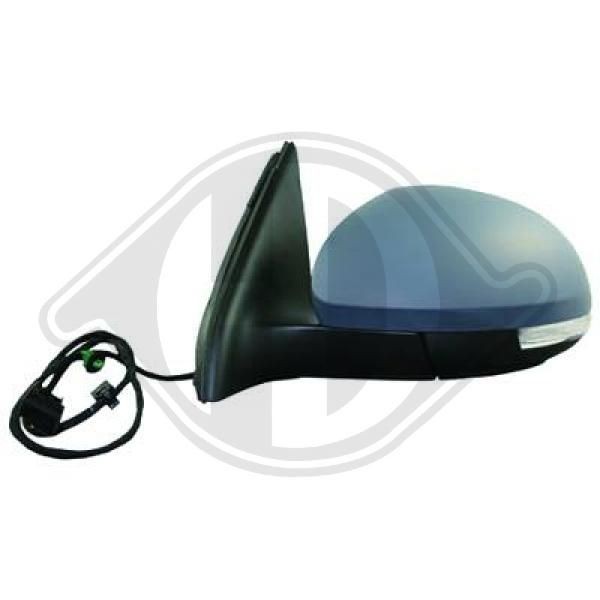 DIEDERICHS 2255124 Wing mirror Right, primed, Heatable, Convex, for electric mirror adjustment, Complete Mirror