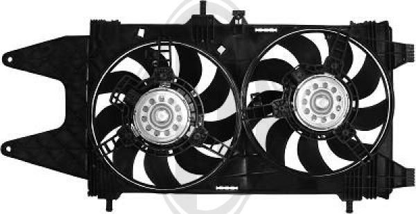 Cooling fan DIEDERICHS for vehicles with air conditioning, D1: 276 mm, 12V, 120-160W, with radiator fan shroud - 3454103