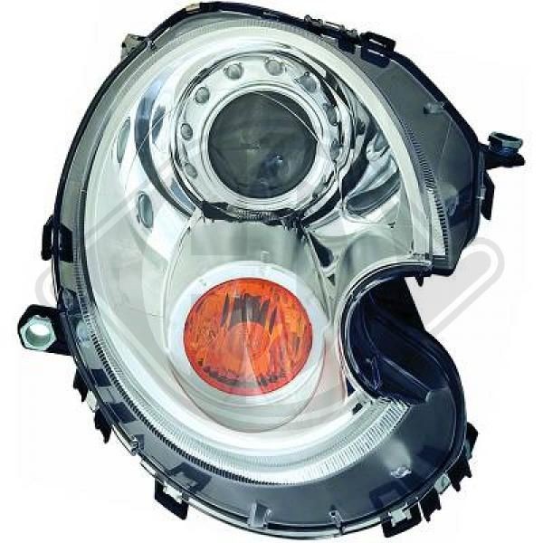 Headlight assembly DIEDERICHS Left, D1S, Orange, for right-hand traffic, without control unit, with electric motor - 1206085