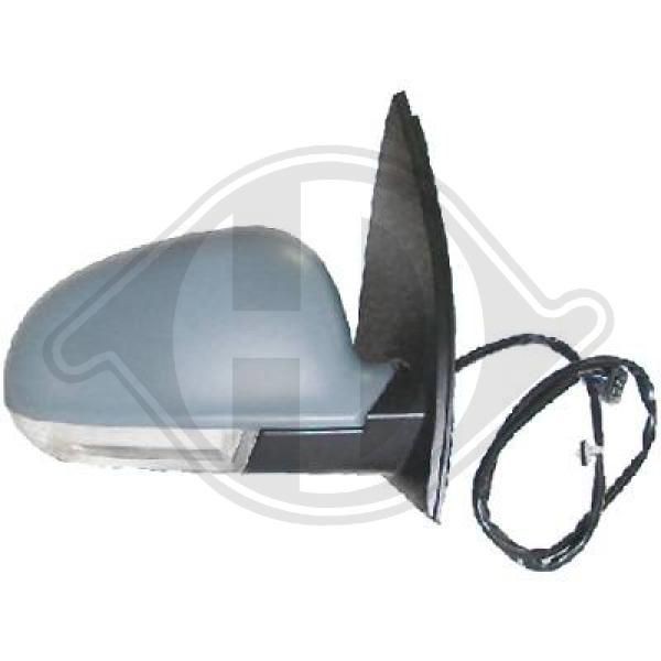 DIEDERICHS 2214126 Wing mirror Right, primed, Convex, Electronically foldable, Heatable, for electric mirror adjustment, Complete Mirror