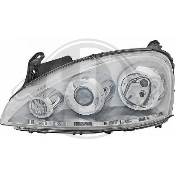 Headlights right bezel chrome-plated H7/H7 for Opel Corsa E incl. lamps