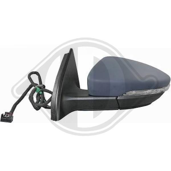 DIEDERICHS 2248125 Wing mirror Left, primed, Aspherical, for electric mirror adjustment, Heatable, Complete Mirror