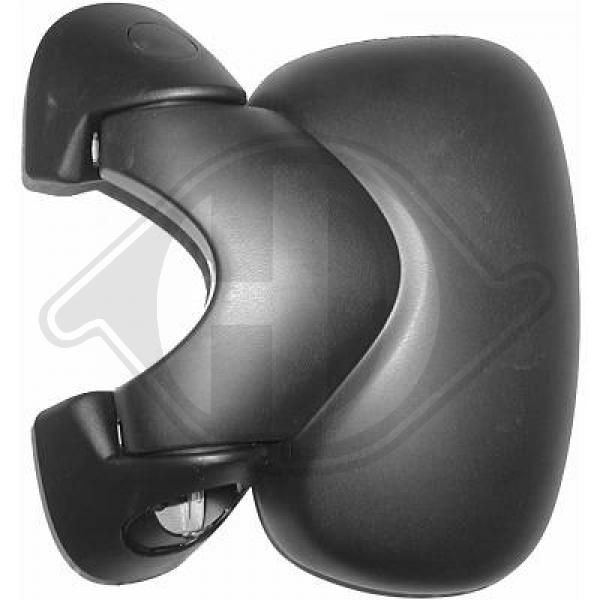 DIEDERICHS 1895224 Wing mirror Right, black, Grained, Convex, with wide angle mirror, with thermo sensor, for electric mirror adjustment, Heatable, Complete Mirror