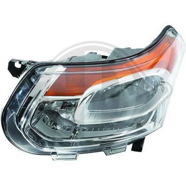 DIEDERICHS 4006680 Headlight Right, H7, W5W, H7/H1, H21W, H1, FF, Halogen, 12V, with position light, with high beam, with low beam, with indicator, for right-hand traffic, with motor for headlamp levelling, E1 2598