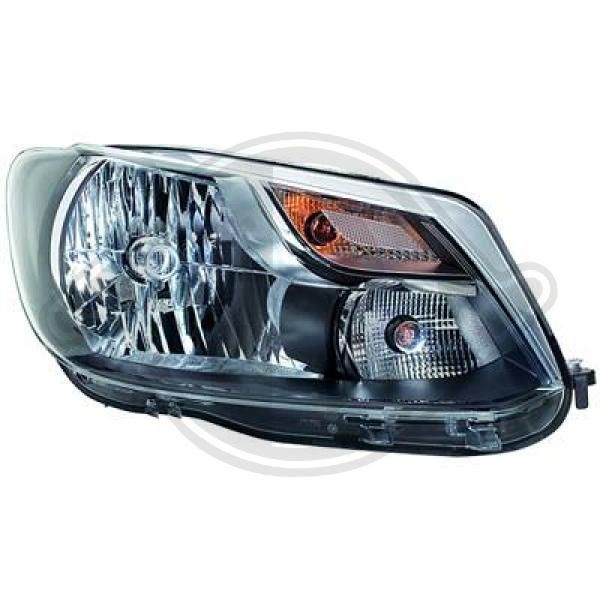 DIEDERICHS Priority Parts Right, PY21W, P21W, H4, FF, 12V, with position light, with high beam, with low beam, with daytime running light, with indicator, for right-hand traffic, with motor for headlamp levelling, with bulbs, E1 2992 Left-hand/Right-hand Traffic: for right-hand traffic Front lights 2296680 buy