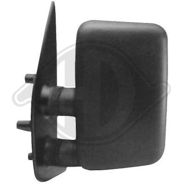DIEDERICHS 3481024 Wing mirror Right, black, Grained, Short mirror arm, Convex, for manual mirror adjustment, Complete Mirror