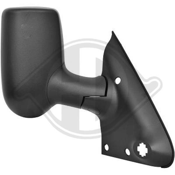 DIEDERICHS 1454224 Wing mirror Right, Grained, Short mirror arm, for electric mirror adjustment, Heatable, Complete Mirror, Convex, Unheated blind spot mirror