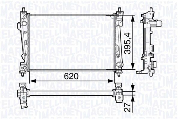 BM1312 MAGNETI MARELLI 620 x 398 x 26 mm, Brazed cooling fins Radiator 350213131200 buy