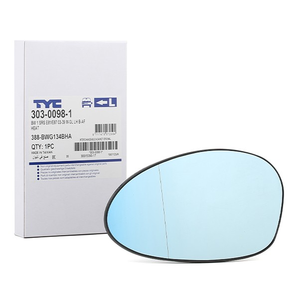 TYC Miroir De Rétroviseur BMW 303-0098-1 51167145267,7145267 Glace Retroviseur,Verre De Rétroviseur,Verre de rétroviseur, rétroviseur extérieur