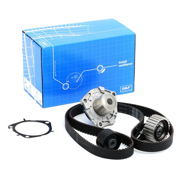 SKF VKMC 02199-2 Water pump and timing belt kit with gaskets/seals, Number of Teeth: 194, with rounded tooth profile, Plastic